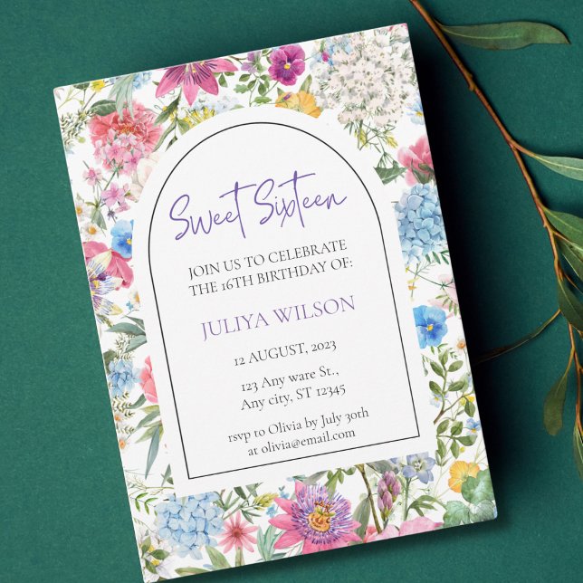 Invitación Dulce 16 flores silvestres de jardín (Subido por el creador)