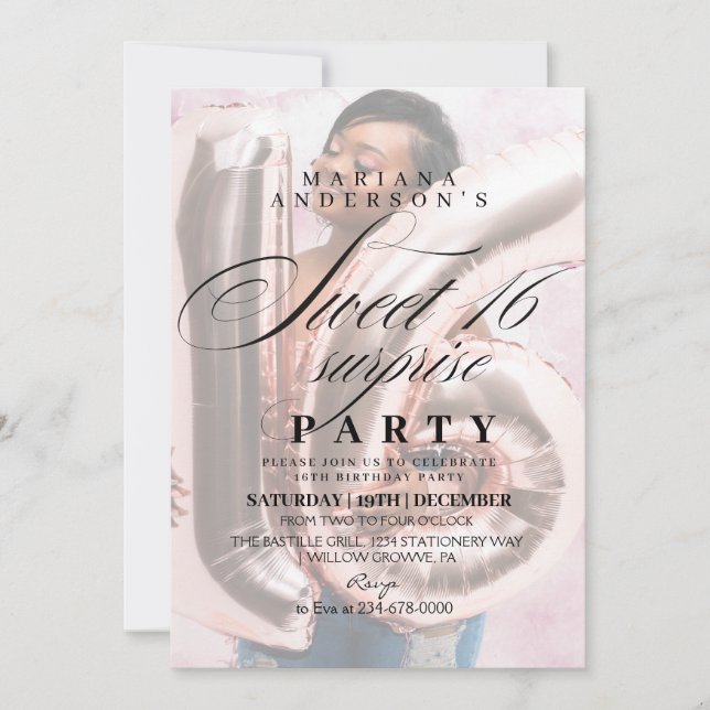 Invitación Dulce 16 Fotos modernas y elegantes Cumpleaños (Anverso)