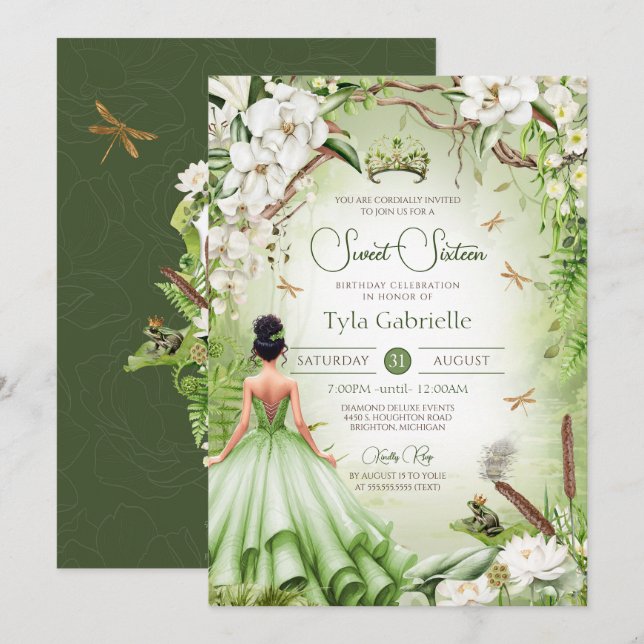 Invitación Dulce 16 La princesa de cuento de hadas del prínci (Anverso / Reverso)