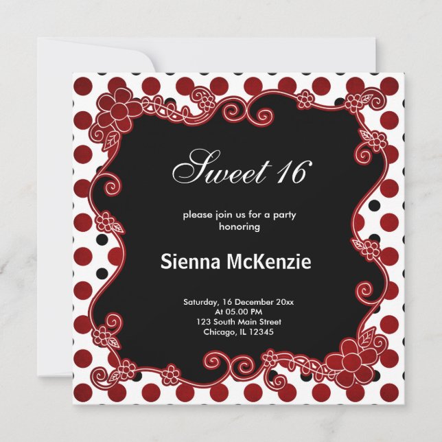 Invitación Dulce 16 Lady Bug (Anverso)