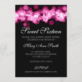 Invitación Dulce 16 luces de Bokeh del rosa de la fiesta de
