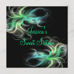 Invitación Dulce 16 Nacimientos Negras y Azules Negras