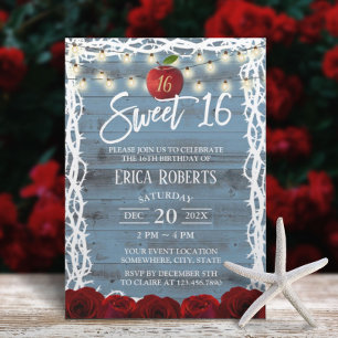 Invitación Dulce 16 Nieve de hadas rusticas azul polvo blanco