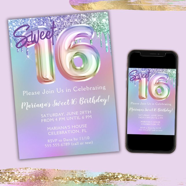 Invitación Dulce 16 Partido de Cumpleaños Purpurina Rosa Mora (Subido por el creador)