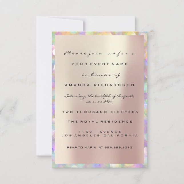 Invitación Dulce 16° PEARLY de la ducha de novias rosadas hol (Anverso)