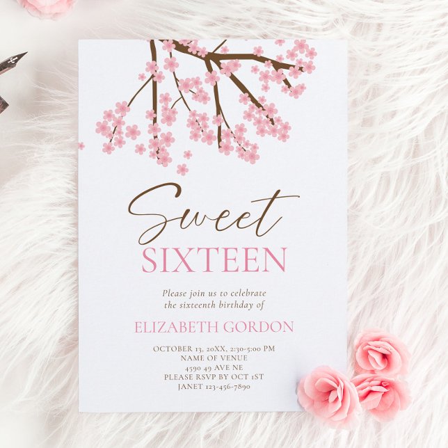 Invitación Dulce 16 Primavera Cerezo en floral Cumpleaños (Subido por el creador)