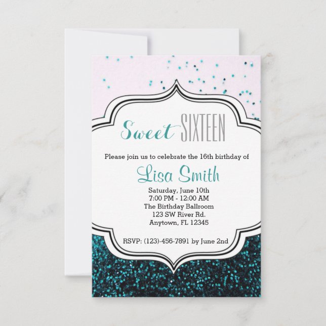 Invitación Dulce 16 Purpurina (Anverso)