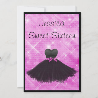 Invitación Dulce 16 Purpurina color negro rosado plateado 3