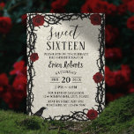 Invitación Dulce 16 Purpurina moderno de cuento de hadas y ro<br><div class="desc">Dulce 16 Invitaciones de cumpleaños de Purpurina Moderno Rojo y Cuello de Fairytale.</div>
