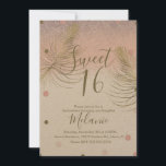 Invitación Dulce 16 Purpurinas Faux Dots Gold Feather Pink Kr<br><div class="desc">Quince Sweet 16 invitaciones con falso patrón Purpurina y falso oro</div>