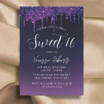 Invitación Dulce 16 Purpurinas púrpuras modernas Chica Cumple<br><div class="desc">Dulce 16 Invitaciones de cumpleaños para los Chicas de Purpurinas púrpura modernos.</div>