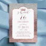 Invitación Dulce 16 Relieve metalizado moderno Rosa de oro Pr<br><div class="desc">Moderno Rosa de Relieve metalizado Princesa de Oro Crown Sweet 16 invitaciones de fiesta.</div>