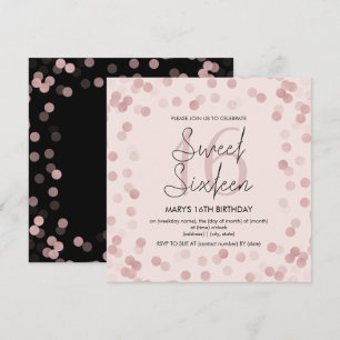 Invitación Dulce 16 Rosa de la fiesta de cumpleaños Gold Glam