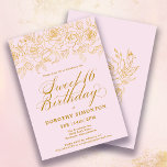 Invitación Dulce 16 Rosa de oro de cumpleaños Floral Rubor ro<br><div class="desc">Elegantes rosas de oro de línea abierta crean el borde superior perfecto. El fondo rosa oscuro aporta una estética femenina y la caligrafía aporta un toque de lujo. Esta invitación forma parte de la colección de Rosas Luxe Gold. Contiene plantillas para papelería de cumpleaños, carteles de bienvenida y decoración de...</div>