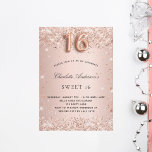 Invitación Dulce 16 rosa dorado purpurina brillo lujo<br><div class="desc">Para una elegante fiesta de 16 y 16 años. Fondo subió de gradiente dorado. Decorado con rosa de oro falso polvo purpurina. Personalice y agregue un nombre y detalles del fiesta. El nombre se escribe con un guión de estilo con letras a mano. El número 16 se escribe con un...</div>