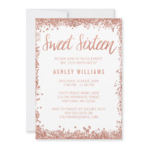 Dulce 16 Rosa Faux Purpurina Fiesta de cumpleaños