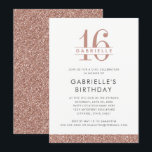 Invitación Dulce 16 Rosa mínimo Purpurina rosado dorado Cumpl<br><div class="desc">Un diseño sencillo y minimalista y elegante de rayas rosa purpurina de oro con tipografía gris claro y un monograma de cumpleaños personalizado sobre una moda moderna y dulce de 16 años invitación para la muchacha chill que prefiere la elegancia clásica. Los elementos de decoración del fiesta de coordenadas también...</div>