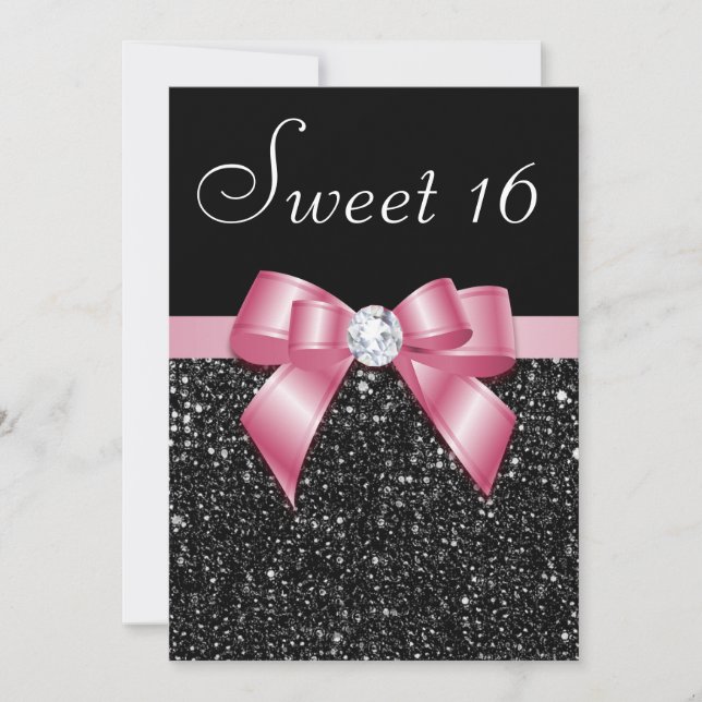 Invitación Dulce 16 secuelas de imitación de diamantes doblan (Anverso)