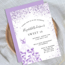 Dulce 16 vestido blanco violeta purpurina glam