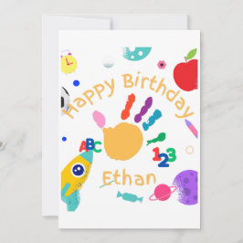 Invitación Dulce ABC personalizado para niños Mano Pintada 12