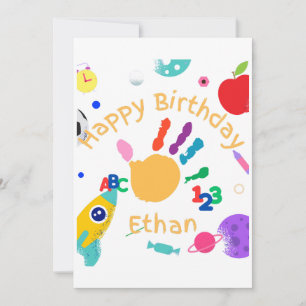 Invitación Dulce ABC personalizado para niños Mano Pintada 12
