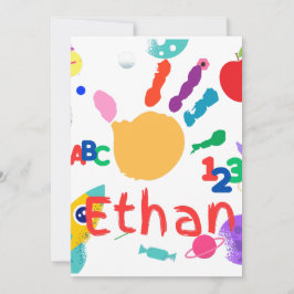 Invitación Dulce ABC Pintado a Mano Personalizado para Niños 