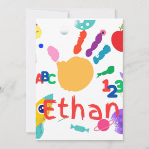 Invitación Dulce ABC Pintado a Mano Personalizado para Niños 
