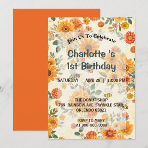 Invitación Dulce abeja Bumble Wildlfower Cumpleaños de primav