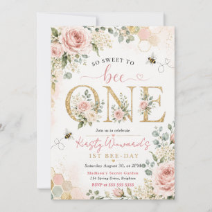 Invitación Dulce Abeja Cumpleaños Primera Fiesta