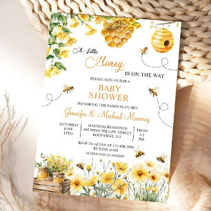Invitación Dulce Abeja Está en Camino Fiesta de Bebé