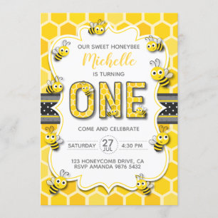 Invitación Dulce Abeja Primer Cumpleaños
