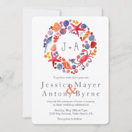 Invitación Dulce acuarela Nautical Wreath Beach Wedding