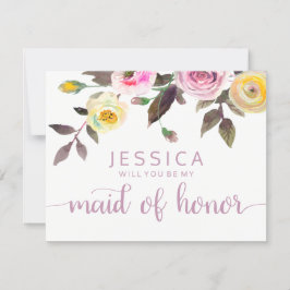 Invitación Dulce acuarela Rosa serás mi empleada de honor