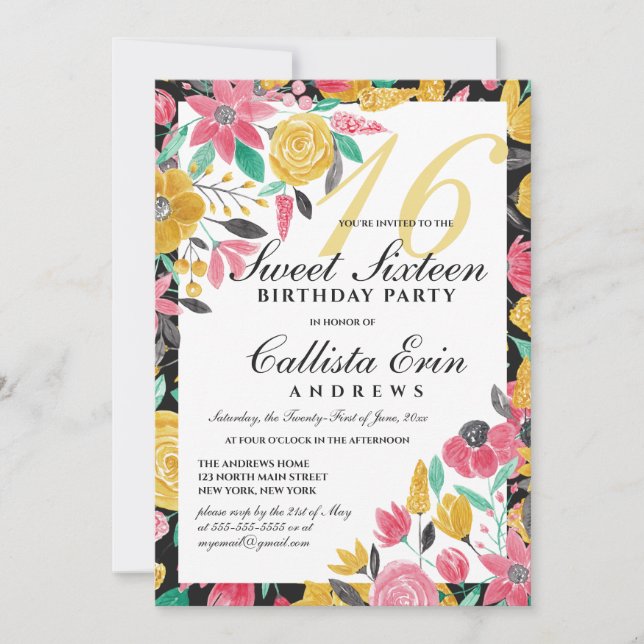 Invitación Dulce acuático dorado rosado dorado 16 (Anverso)