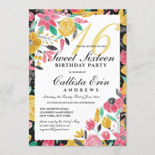 Invitación Dulce acuático dorado rosado dorado 16