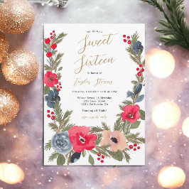 Invitación Dulce acuático floral de invierno de moda rústica 
