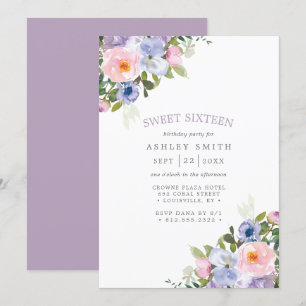 Invitación Dulce acuático morado rosado de color morado de Ru