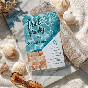 Invitación Dulce acuático tropical dulce 16 Fiesta de piscina