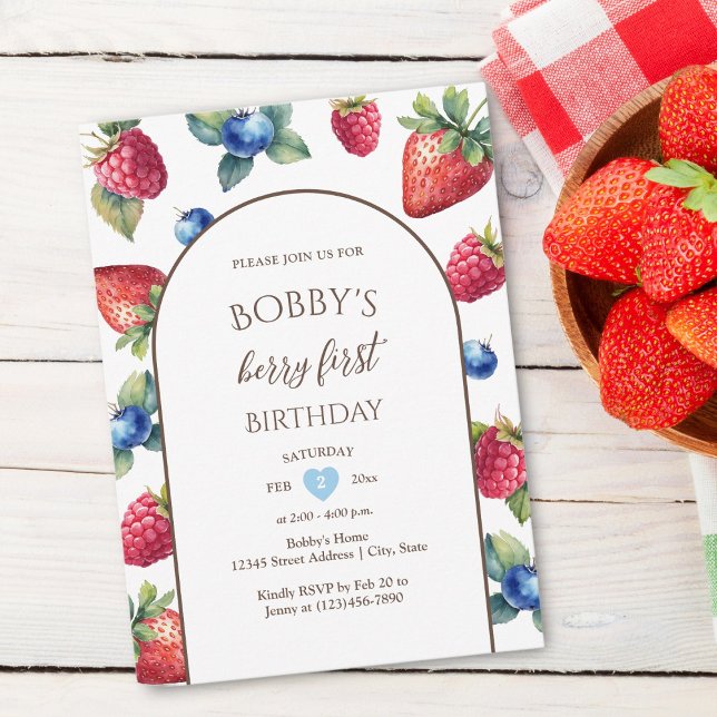 Invitación Dulce acuático Un niño bebé Berry Primer cumpleaño (Subido por el creador)