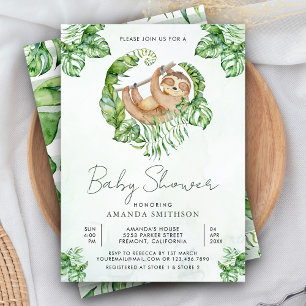 Invitación Dulce Adorable Dormilón Baby Shower Sloth