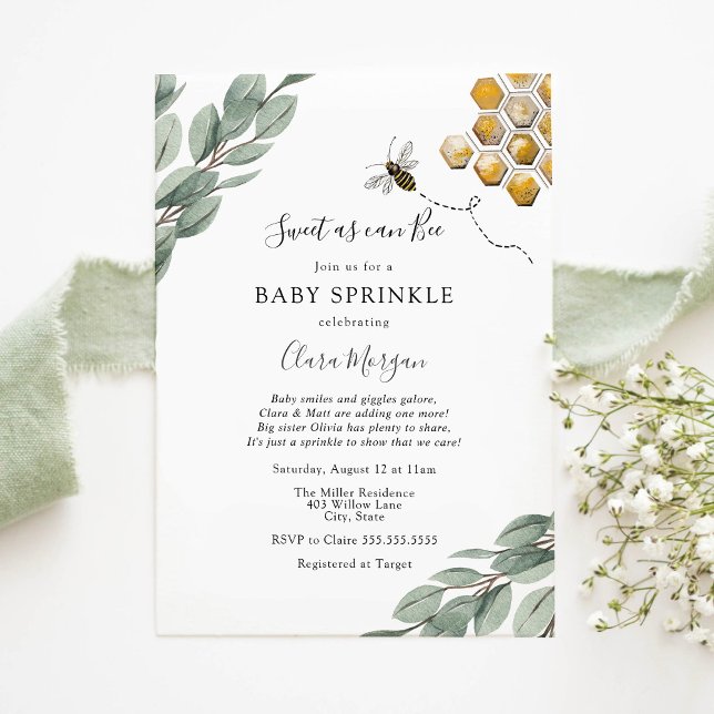Invitación Dulce al igual que Bee Eucalyptus Baby Sprinkle (Subido por el creador)