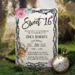 Invitación Dulce Alicia 16 con armazón floral en el país de l<br><div class="desc">Dulce Alicia 16 en invitaciones de cumpleaños de Maravilla.</div>