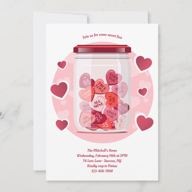 Invitación Dulce amor día de San Valentín  (Anverso)