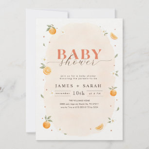 Invitación Dulce Aquarela Citrus Naranja Baby Shower