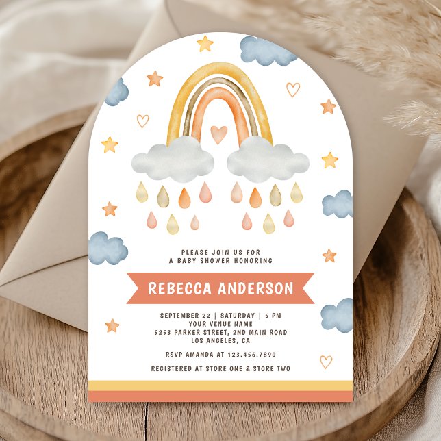 Invitación Dulce Arco de Lluvia de Boho Arco de Baby Shower (Subido por el creador)
