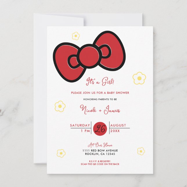 Invitación Dulce Arco Rojo Baby Shower Caprichoso (Anverso)