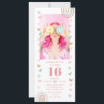 Invitación Dulce arcoiris rosado 16 fiesta de cumpleaños de f<br><div class="desc">Pink Rainbow Sweet 16 Modern Photo Birthday Party Invitation incluye una invitación unica y dulce de 16 fiestas para descargar para descarga digital instantánea. Es perfecto para invitar a familiares y amigos a su celebración. Descarga y envía esto a tus invitados o haz que se impriman para que salgan por...</div>