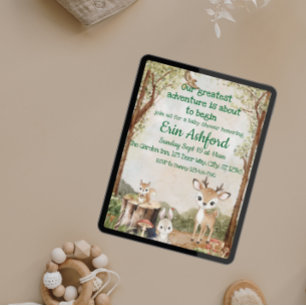 Invitación Dulce aventura animal en Woodland comienza Baby Sh