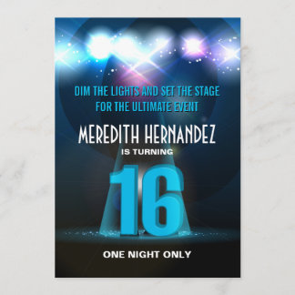 Invitación Dulce azul 16 de la estrella del proyector