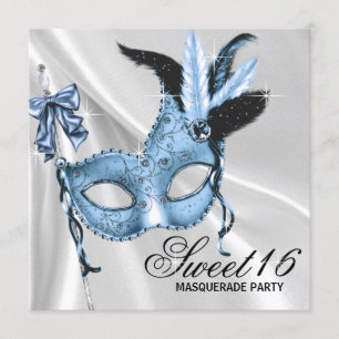 Invitación Dulce azul bebé 16 Fiesta de Masquerade